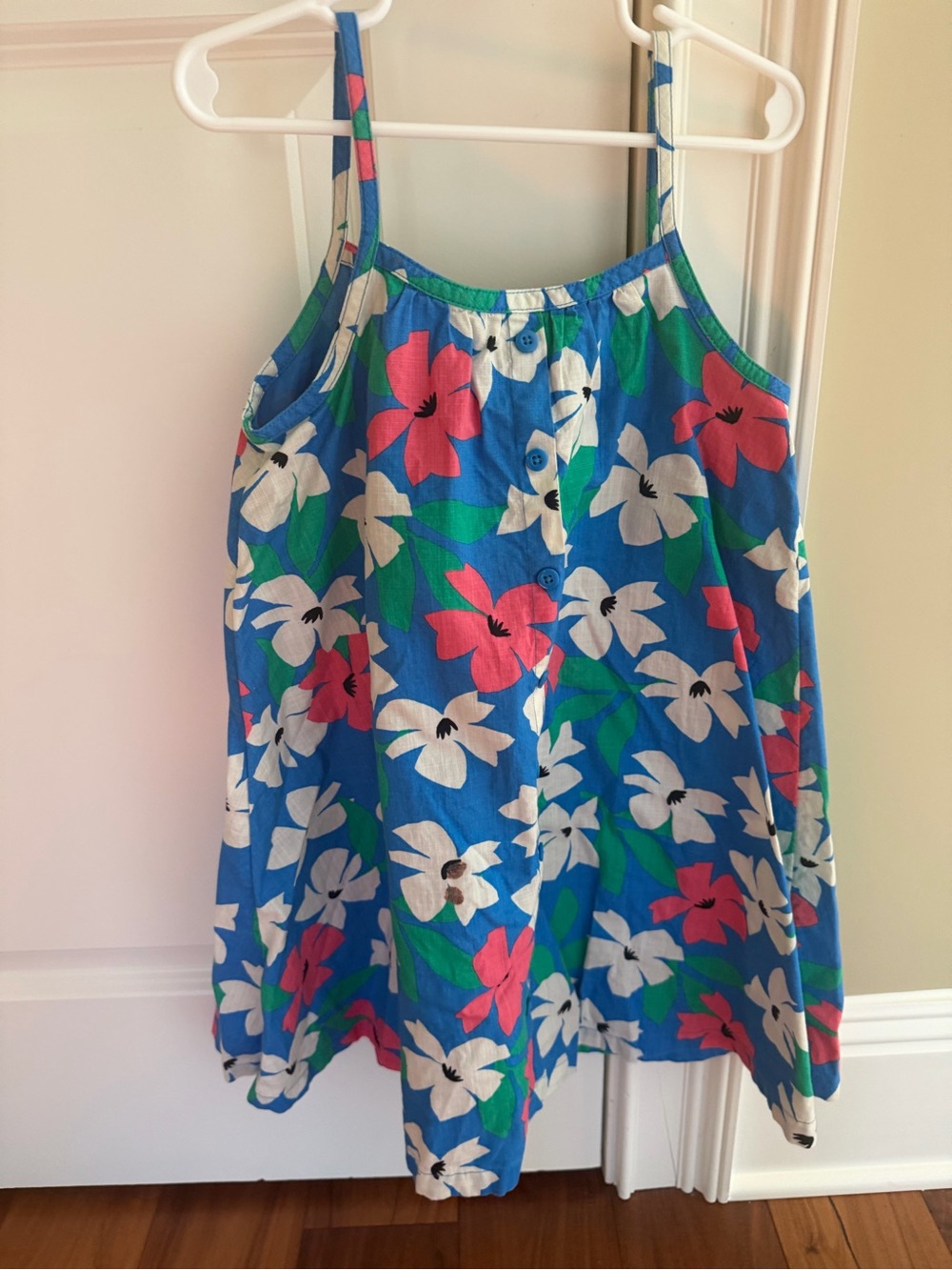 Hanna Andersson Blue Floral Camisole Tank with Pink & White Flowers